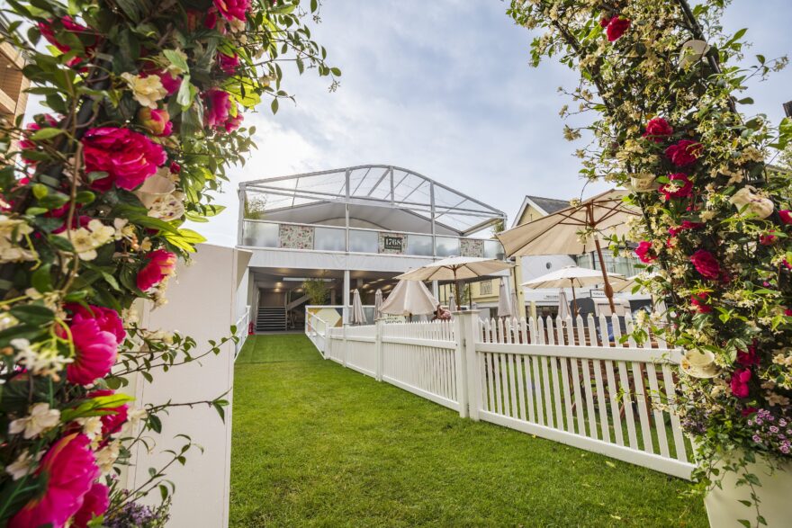 White picket fence at Royal Ascot. Temporary structure and fencing supplied by GL events UK