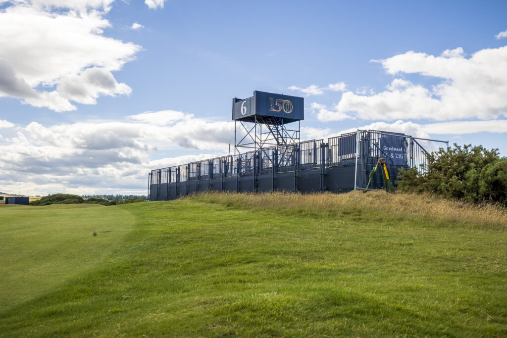 Standing platform at the 6th hole, 150th Open Championship, St Andrews. Supplied by GL events UK.