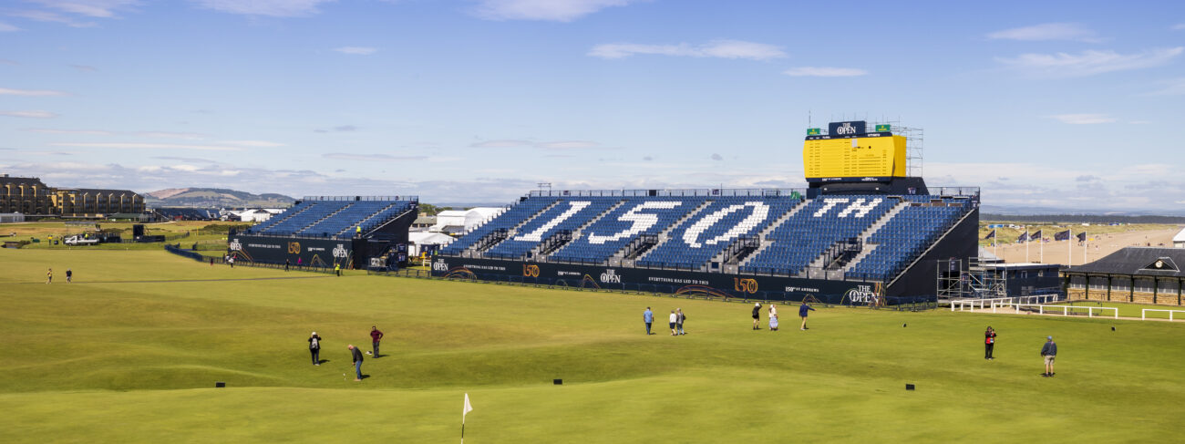 Temporary Fairway grandstand The Open St Andrews 150th, supplied by GL events UK
