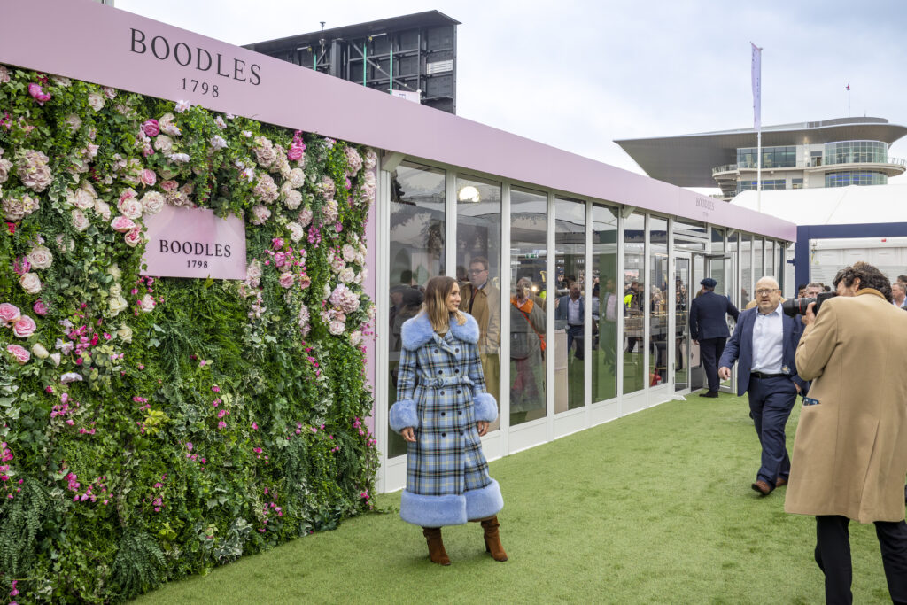 Boodles flower fall photo spot on the side of GL events UK structure