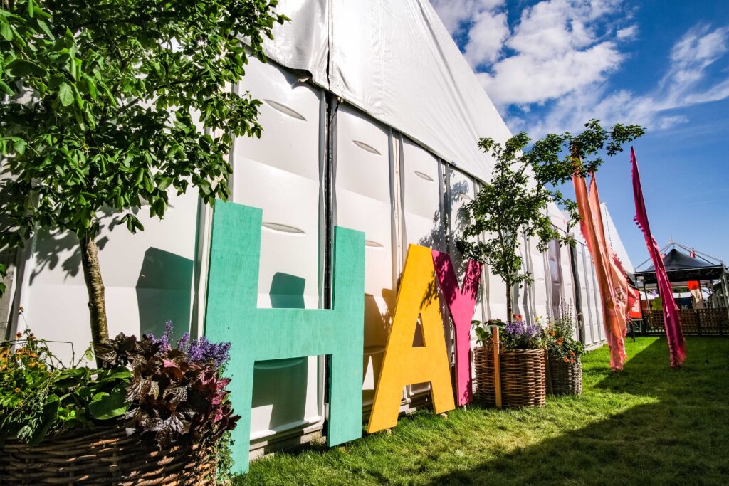 Temporary event structure at Hay Festival, supplied by GL events UK