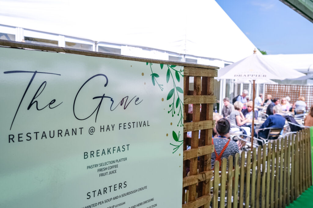 Grove restaurant, Hay Festival, temporary structure supplied by GL events UK