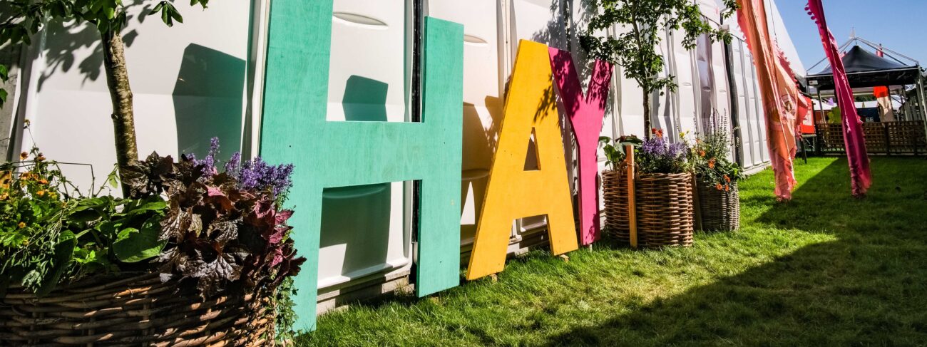 Temporary event structure at Hay Festival, supplied by GL events UK
