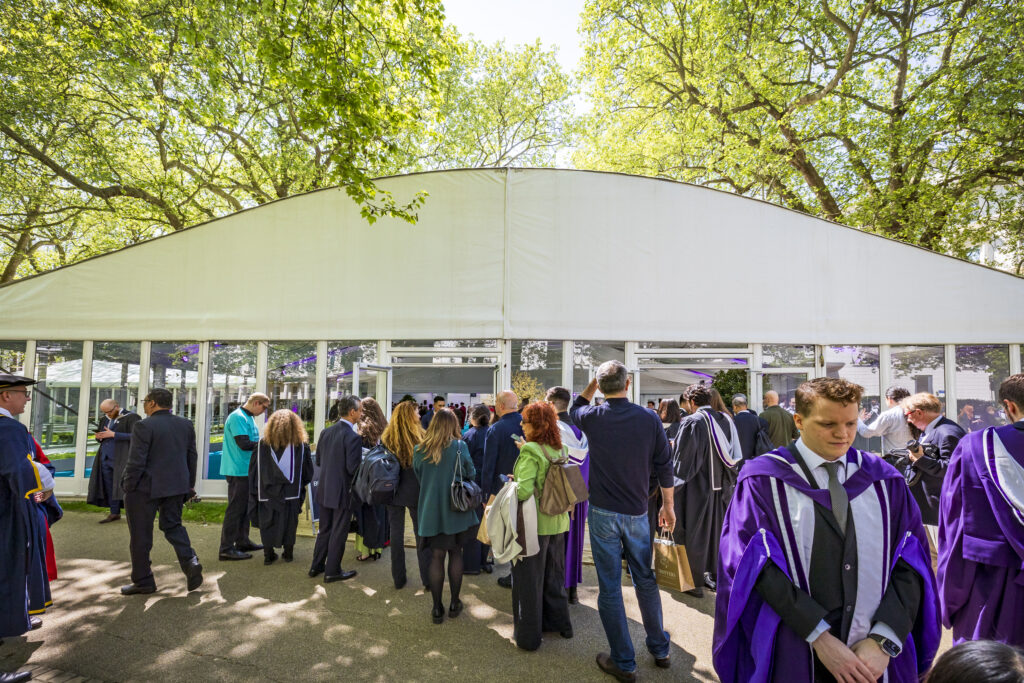 Temporary structure situated in Prince's Gardens, South Kensington, for Imperial College London’s Graduation drinks reception, provided by GL events UK