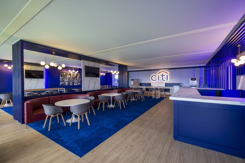 Interior of QWAD temporary structure at Ryder Cup, supplied by GL events UK
