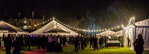 Marquee for corporate party at night, supplied by GL events UK