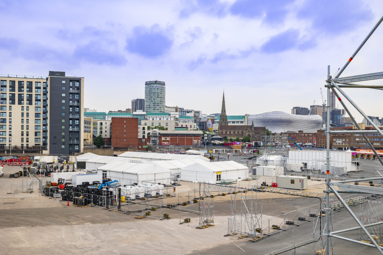 Temporary event  village, Birmingham 2022 Commonwealth Games. Supplied by GL events UK