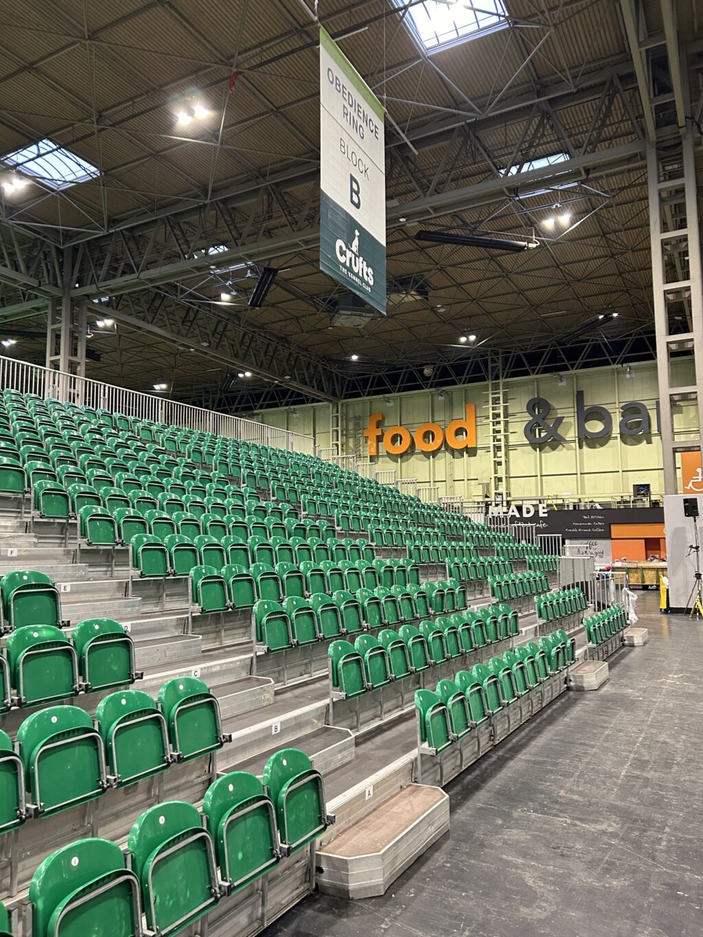 Temporary grandstand seating at Crufts, supplied by GL events UK