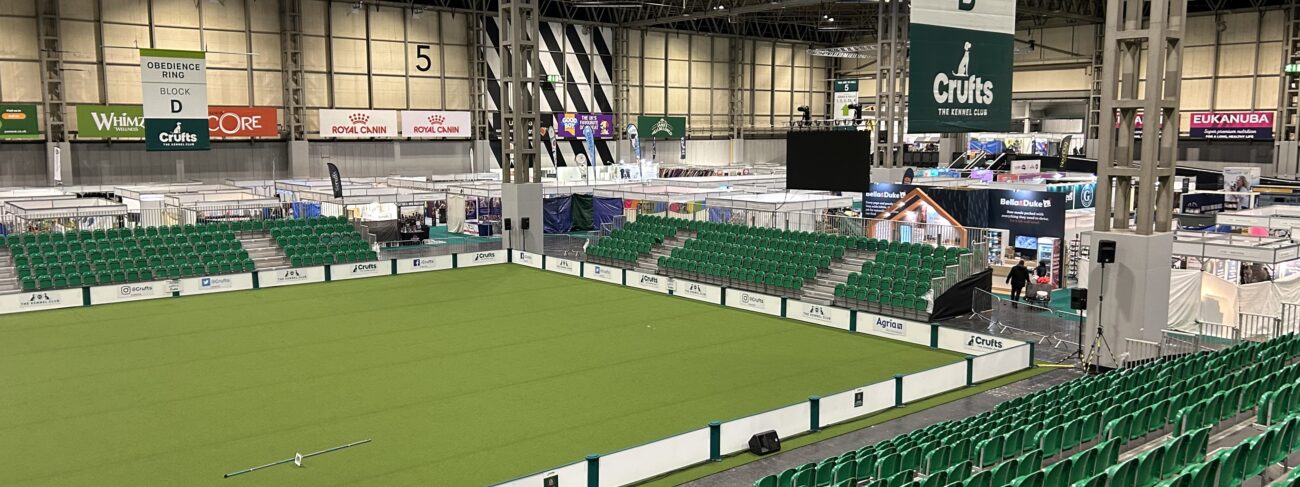 Temporary grandstand seating at Crufts, supplied by GL events UK