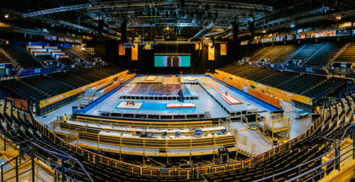 ARB - Arena Birmingham - Gymnastics - Birmingham 2022 Commonwealth Games. Overlay supplied by GL events UK