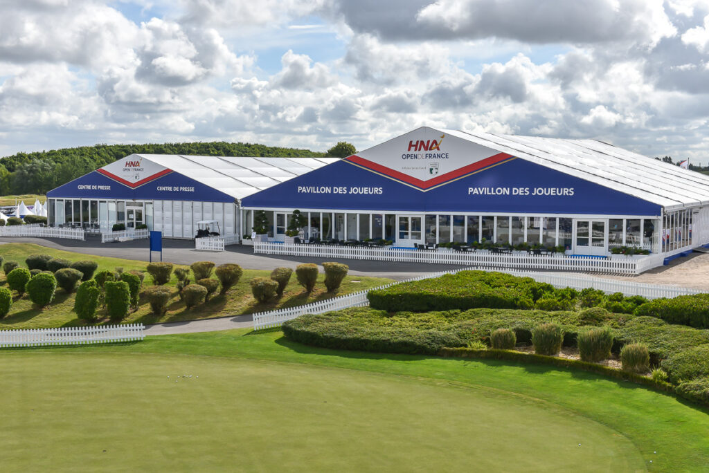 Temporary structures for Media Centre and Players Lounge HNA Open De France, Supplied by GL events UK