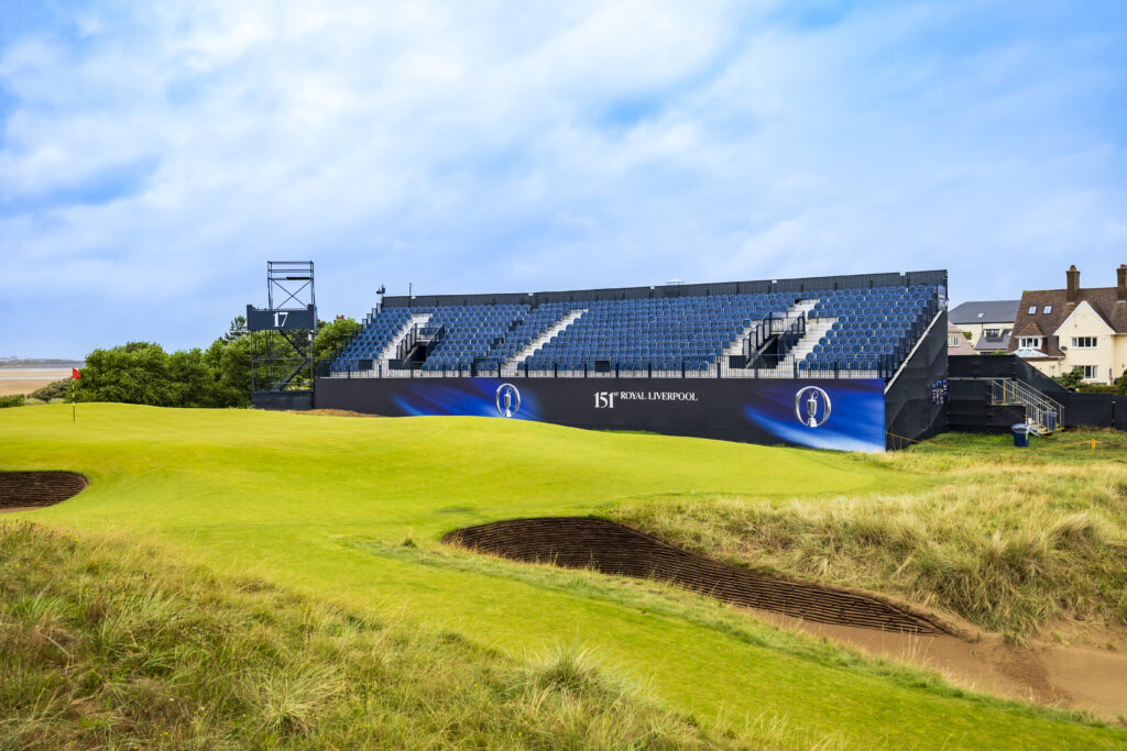 Temporary grandstand seating and camera platform Open Golf Hoylake, supplied by GL events UK