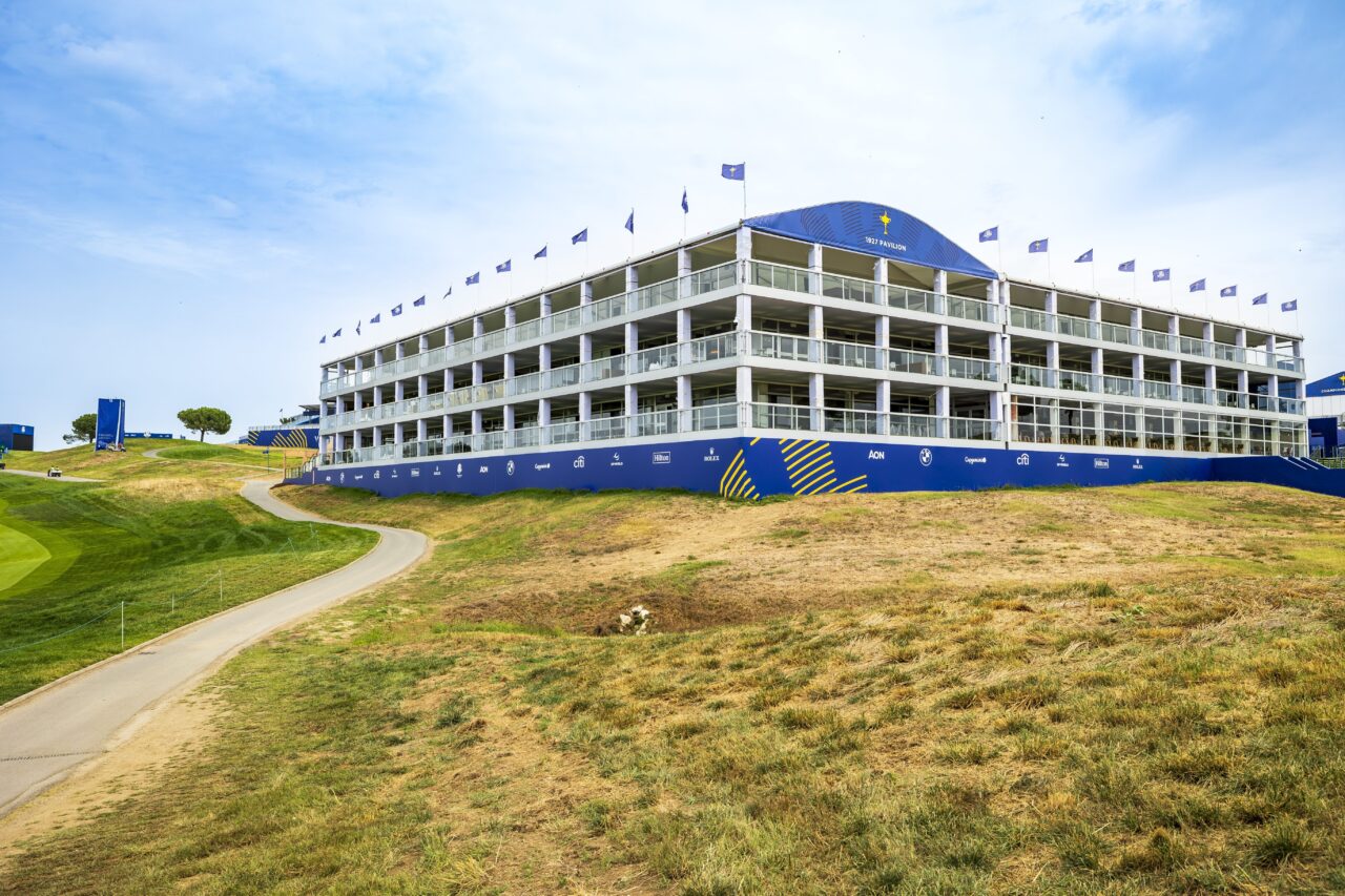 QWAD temporary triple deck hospitality structure at Ryder Cup supplied by GL events UK