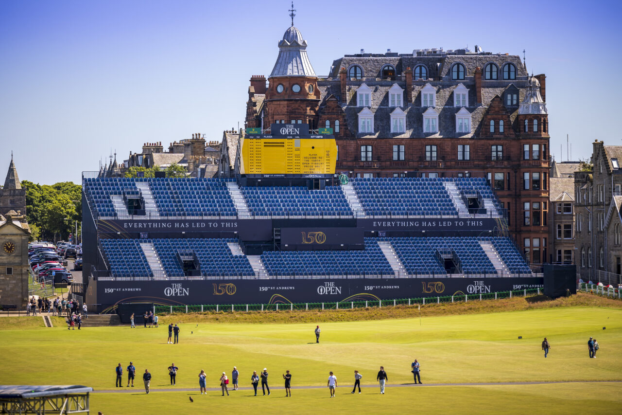 Temporary grandstand seating at The Open St Andrews, supplied by GL events UK