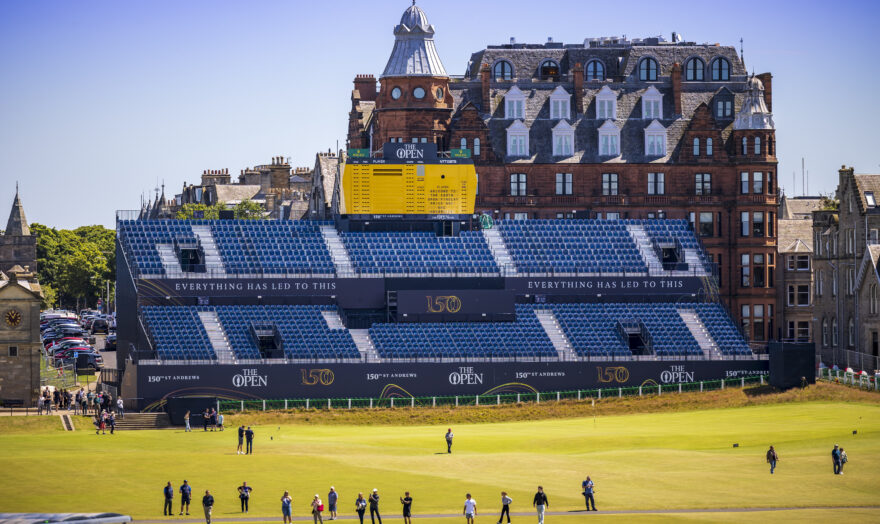 Temporary grandstand seating at The Open St Andrews, supplied by GL events UK