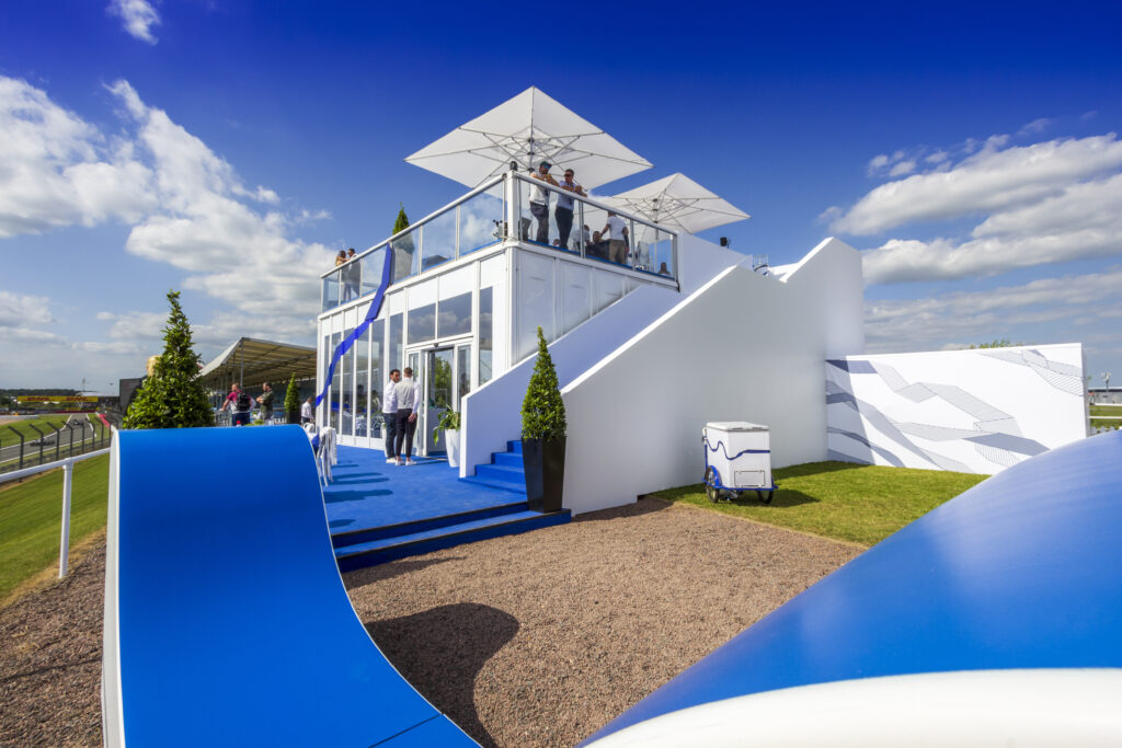 Formula 1 hospitality area at Silverstone, temporary structures provided by GL events UK