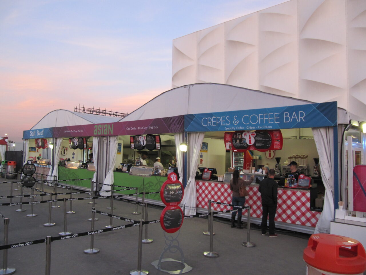 Temporary single deck structures for food outlets at London 2012, provided by GL events UK