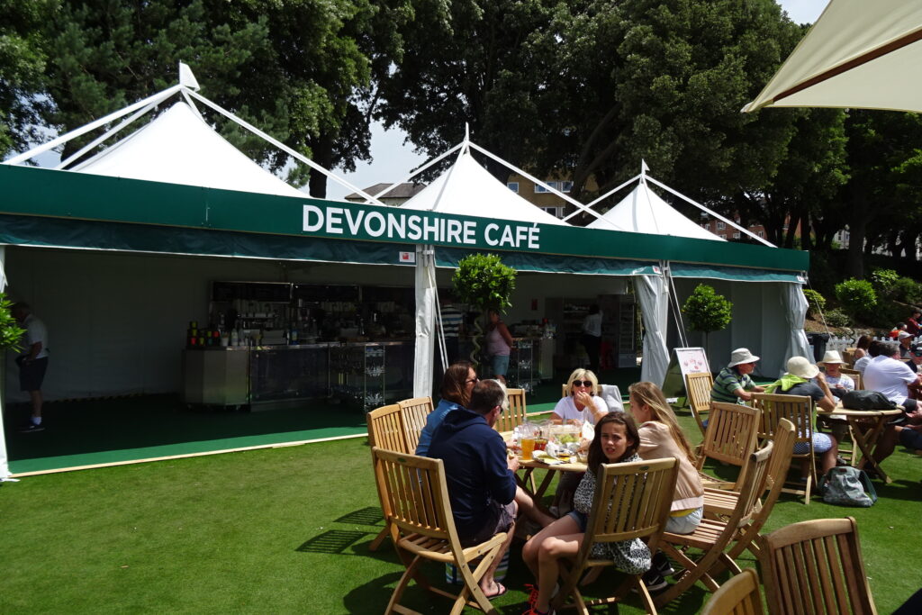Catering and hospitality temporary structure at LTA Eastbourne, provided by GL events UK