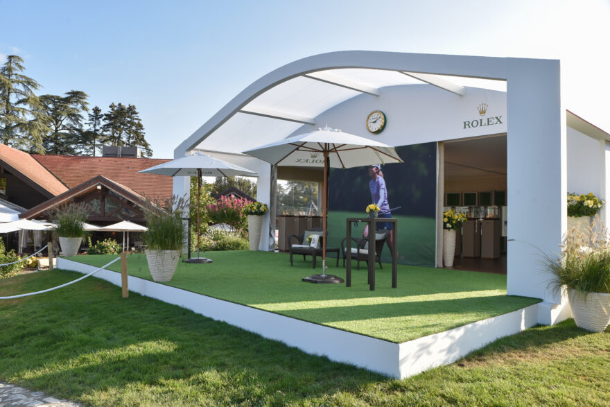Rolex branded temporary structure at Evian Championships, supplied by GL events UK