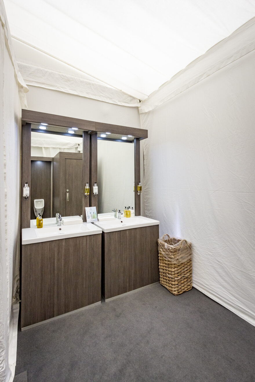 Temporary  bathroom facilities at Burghley Horse Trials, supplied by GL events UK